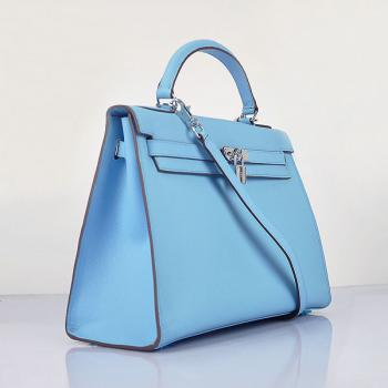 Hermes Original leather 6108 2way Blue Handbag