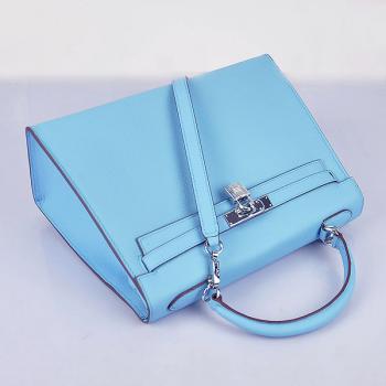 Hermes Original leather 6108 2way Blue Handbag