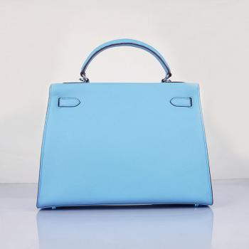 Hermes Original leather 6108 2way Blue Handbag