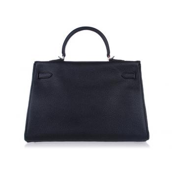 Hermes Kelly 1024 Handbag Cow Leather Black