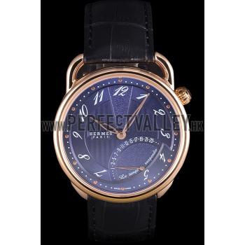 Replica Hermes  Croco Leather Strap Navy Dial 801404