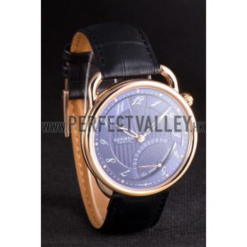 Replica Hermes  Croco Leather Strap Navy Dial 801404