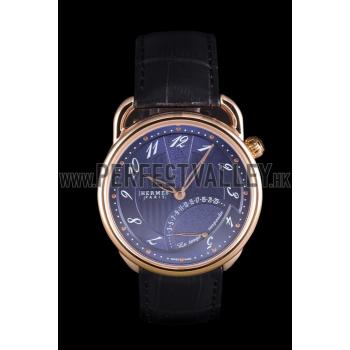 Replica Hermes  Croco Leather Strap Navy Dial 801404