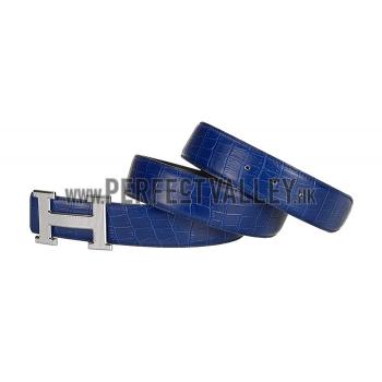 Replica Hermes Alligator Blue With Silver 