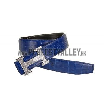 Replica Hermes Alligator Blue With Silver 