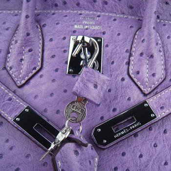 Hermes Birkin 6088 Ladies Ostrich Skin Purple Handbag