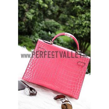 Hermes Kelly 28 Crocodile Leather Pink 608149