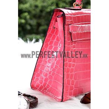 Hermes Kelly 28 Crocodile Leather Pink 608149