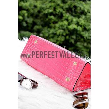 Hermes Kelly 28 Crocodile Leather Pink 608149