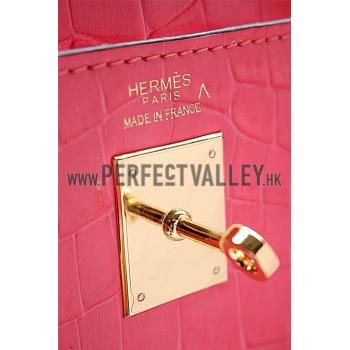 Hermes Kelly 28 Crocodile Leather Pink 608149