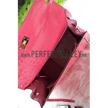 Hermes Kelly 28 Crocodile Leather Pink 608149