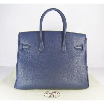 Hermes Birkin 6089 Cow Leather Blue Bag