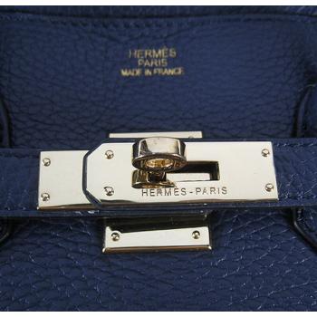 Hermes Birkin 6089 Cow Leather Blue Bag