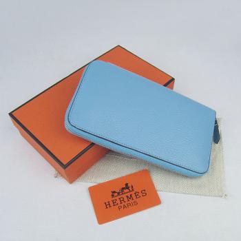 Hermes Wallet H016 Wallet Cow Leather Blue Replica