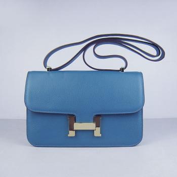 Hermes Constance H020 Ladies Cow Leather Blue Handbag