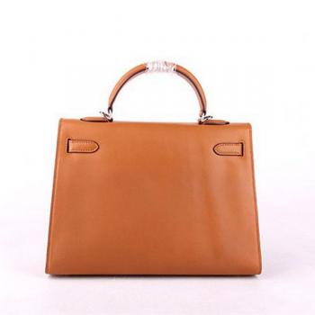 Hermes Original leather HK32 Ladies Lambskin Coffee Handbag