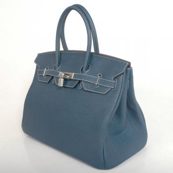 Cheap Hermes Original leather HB35 Ladies Handbag Blue