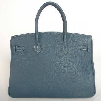 Cheap Hermes Original leather HB35 Ladies Handbag Blue