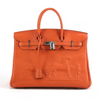 Cheap Hermes Birkin 1045 Ladies Cow Leather Orange Handbag