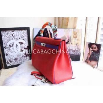 Hermes Kelly Calfskin Red Handbag