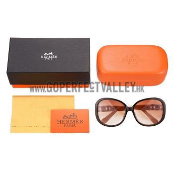 Replica Hermes Oversized Round Frame Beige Sunglasses 308098