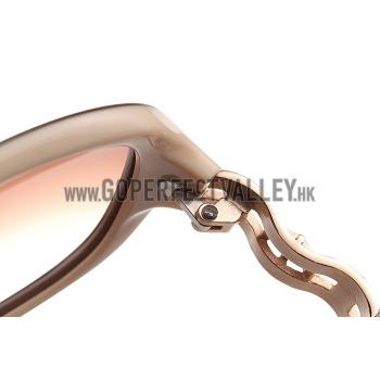 Replica Hermes Oversized Round Frame Beige Sunglasses 308098