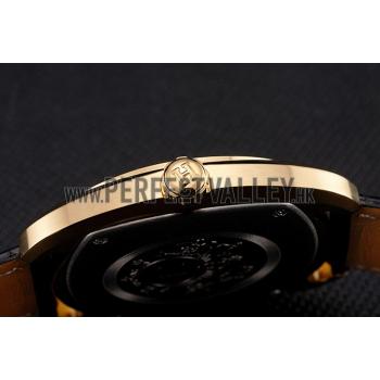 Hermes Dressage Gray Dial Gold Case Black Leather Strap