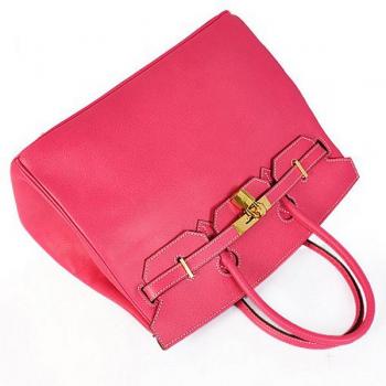 Cheap Hermes Original leather HB35 Ladies Cow Leather Pink