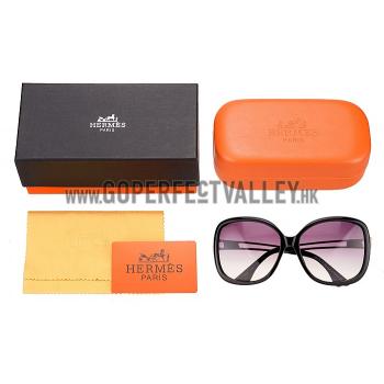 Hermes Studded Carriage Detail Black Frame Sunglasses 308092