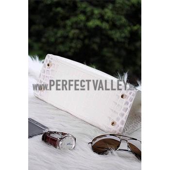 Hermes Kelly 28 Crocodile Leather White 608152