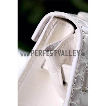 Hermes Kelly 28 Crocodile Leather White 608152