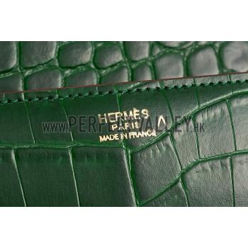 Replica Hermes Medor Crocodile Leather Green Clutch 18926680