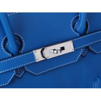 Hermes Original leather HB35 Handbag Cow Leather Blue