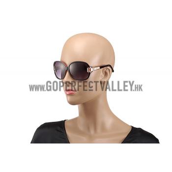 Hermes Oversized Round Frame Black Sunglasses with Metal Carriage Detail 308106