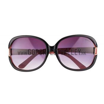 Hermes Oversized Round Frame Black Sunglasses with Metal Carriage Detail 308106