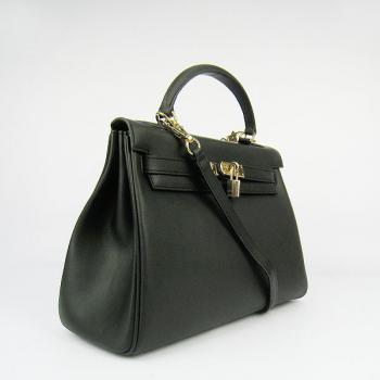 Hermes Original leather 6108 Cow Leather Black Bag