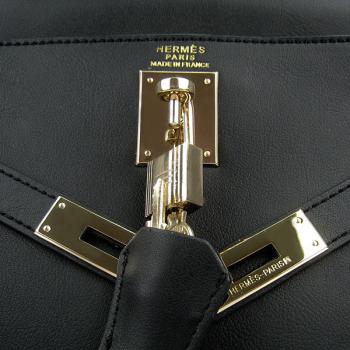 Hermes Original leather 6108 Cow Leather Black Bag