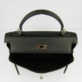 Hermes Original leather 6108 Cow Leather Black Bag