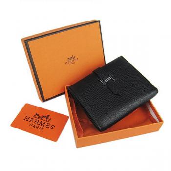 Hermes Wallet H006 Cow Leather Black