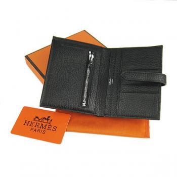 Hermes Wallet H006 Cow Leather Black