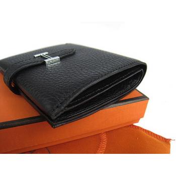 Hermes Wallet H006 Cow Leather Black