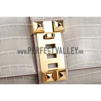 Hermes Medor Crocodile Leather Grey Clutch 18926679