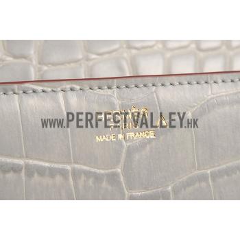 Hermes Medor Crocodile Leather Grey Clutch 18926679