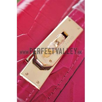 Hermes Kelly 28 Crocodile Leather Rose Tyrien 608148