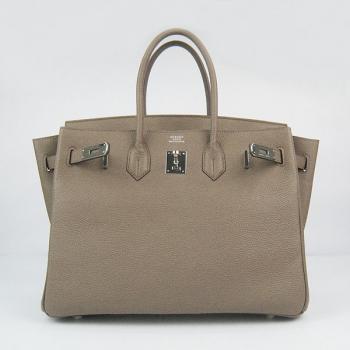 Hermes Original leather 6089A Handbag Cow Leather Grey