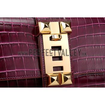 Cheap Hermes Medor Crocodile Leather Plum Clutch 18926682