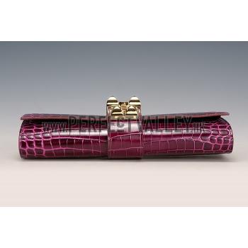 Cheap Hermes Medor Crocodile Leather Plum Clutch 18926682