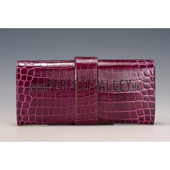 Cheap Hermes Medor Crocodile Leather Plum Clutch 18926682