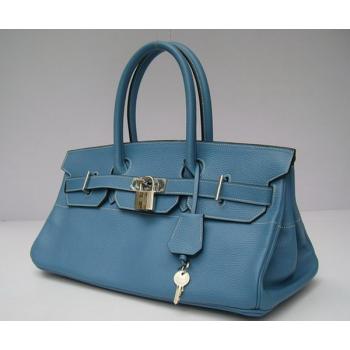 Hermes Birkin 62642 Cow Leather Blue