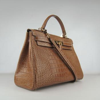 Cheap Hermes Kelly 6108 Crocodile Coffee Replica